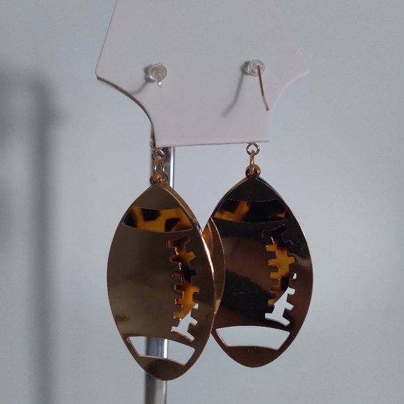 Football Acrylic/Gold Earrings - Picture 3 of 5